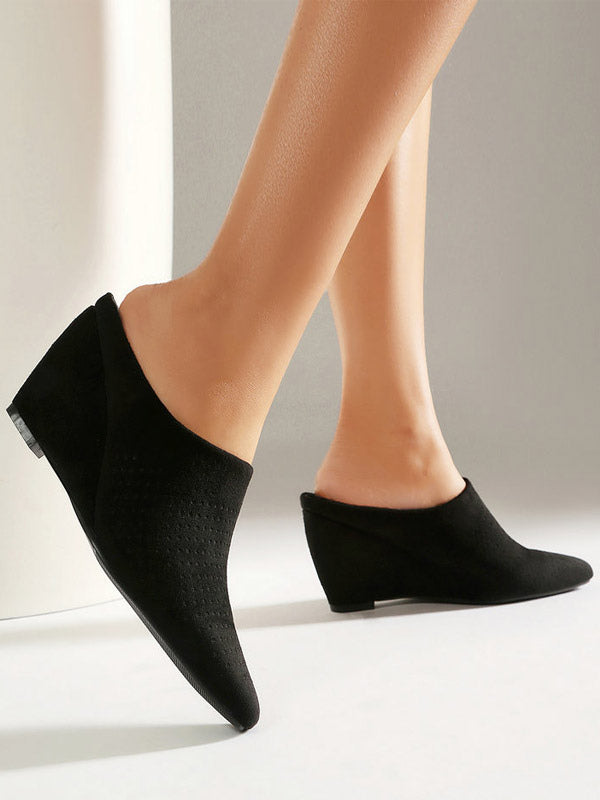Apricot Pointed-Toe Wedge Suede-Effect Mules — view 7