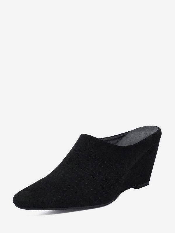 apricot pointed toe wedge suede effect mules — view 8