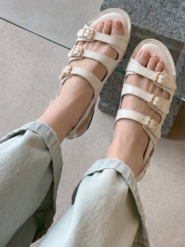 Burgundy Buckle Gladiator Sandals — view 6