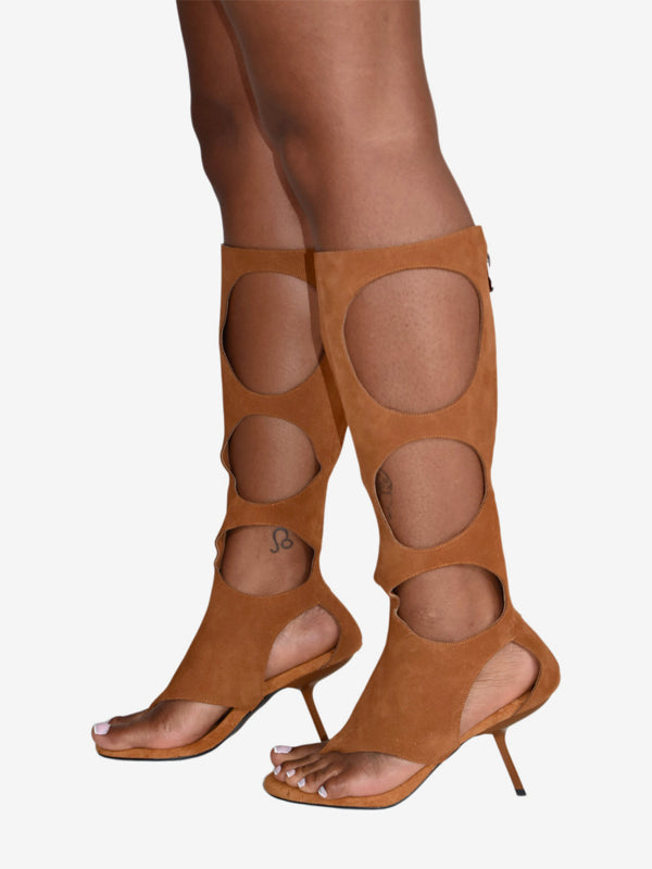 brown cut out boots — view 6