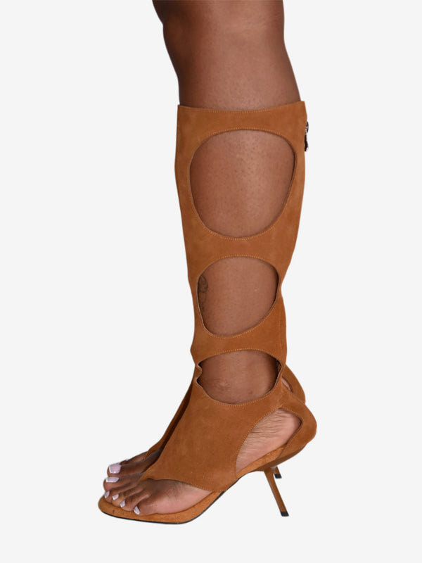 brown cut out boots — view 7