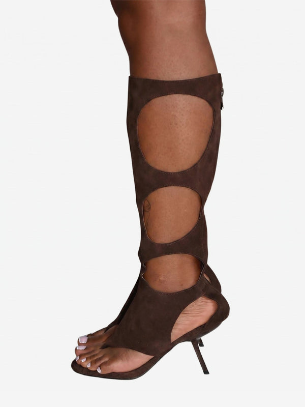 brown cut out boots — view 2