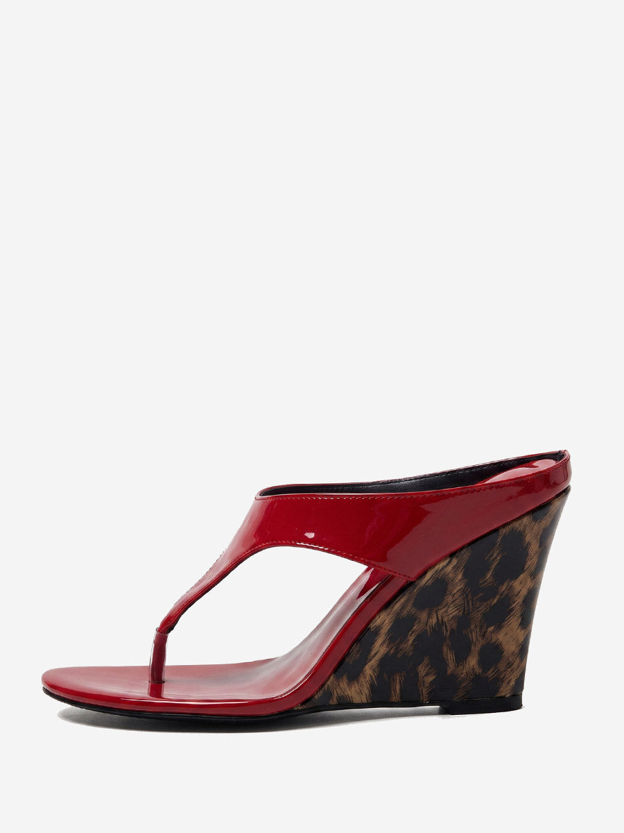 Red Leopard Print Wedge Sandals — view 5