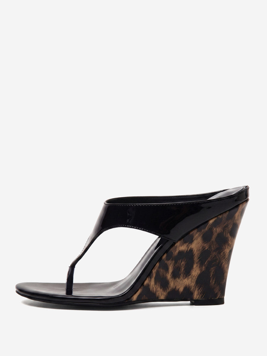 Red Leopard Print Wedge Sandals — view 2