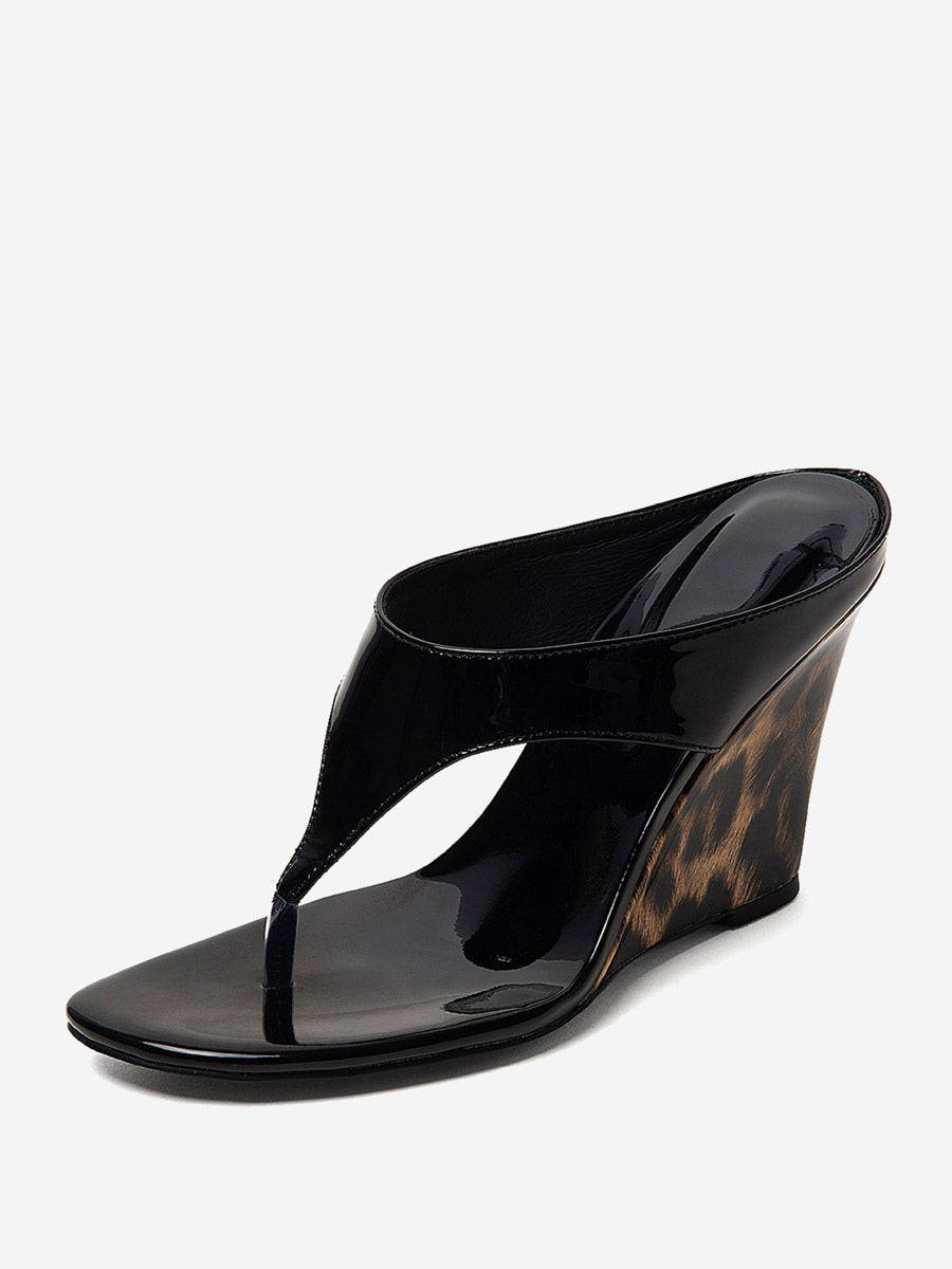 Red Leopard Print Wedge Sandals — view 1