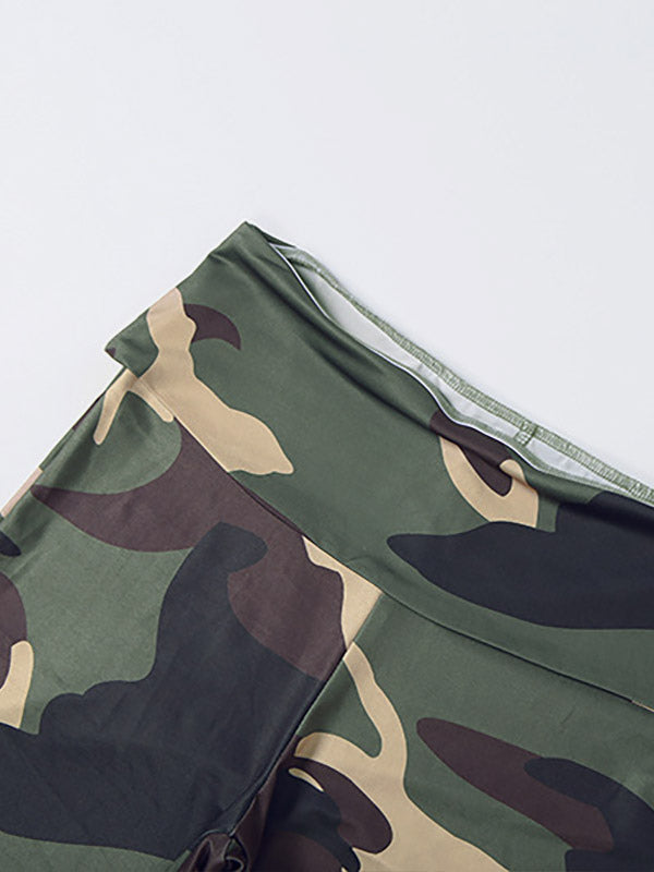 Camouflage High-Waisted Fitted Trousers — view 6