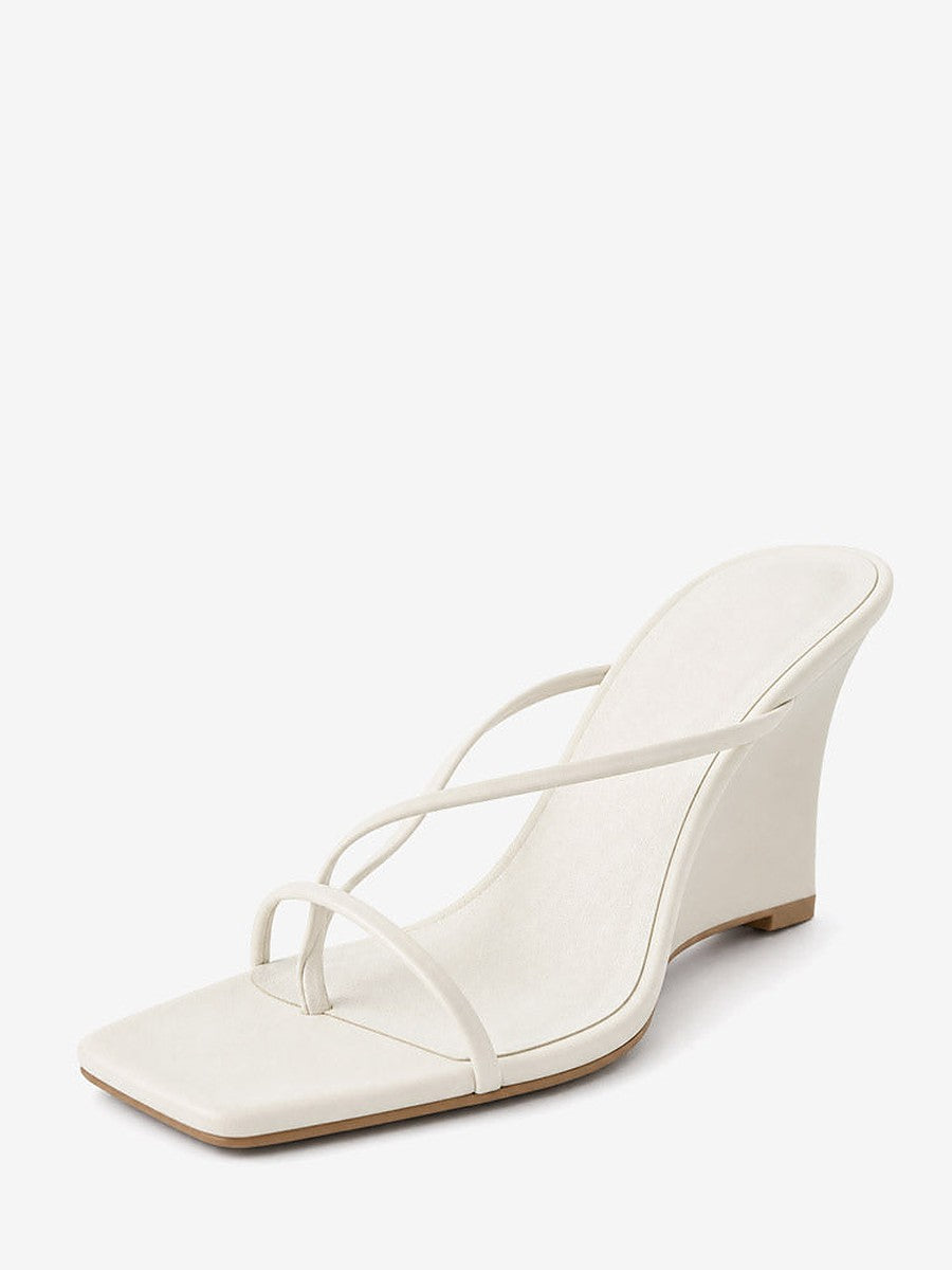 White Wedge Sandals — view 1