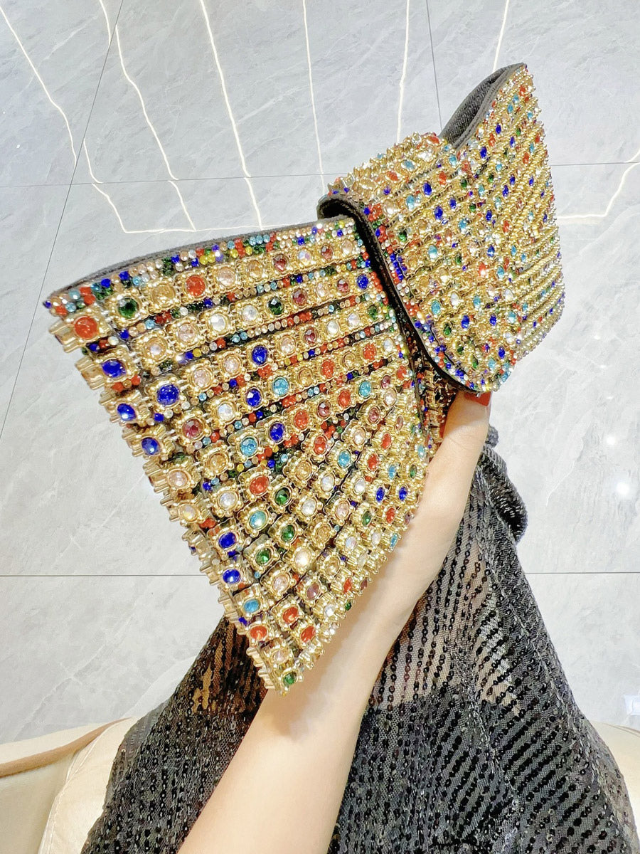 gold embellished relaxed bow detail handbag — view 2