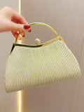 Gold Pleated Striped Handbag — view 1