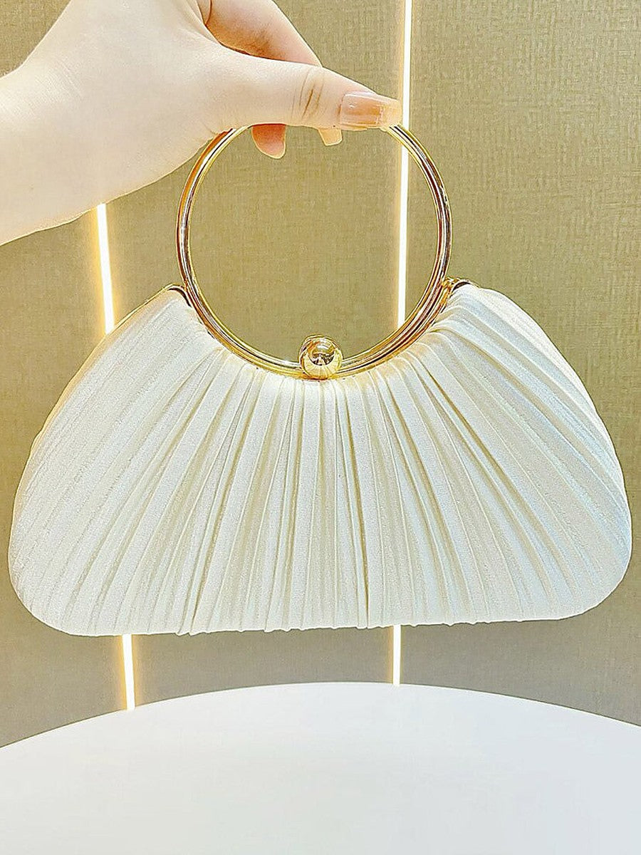 Apricot Pleated Satin Handbag — view 1