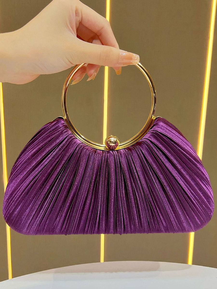 Apricot Pleated Satin Handbag — view 2