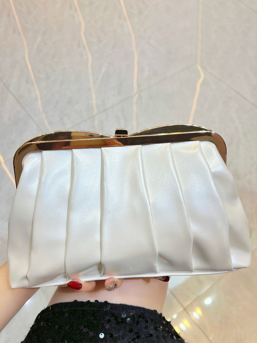 gold pleated metallic handbag — view 6