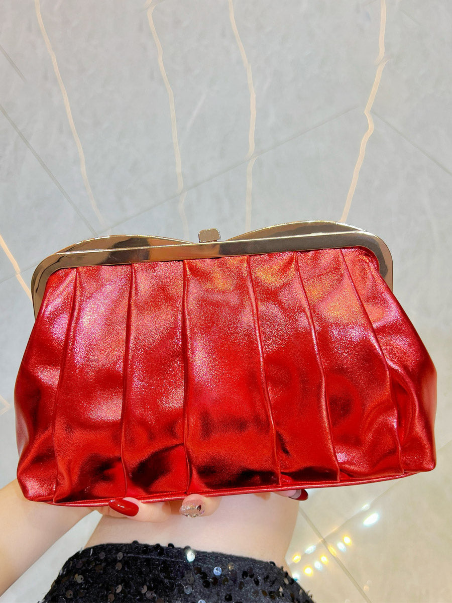 gold pleated metallic handbag — view 4