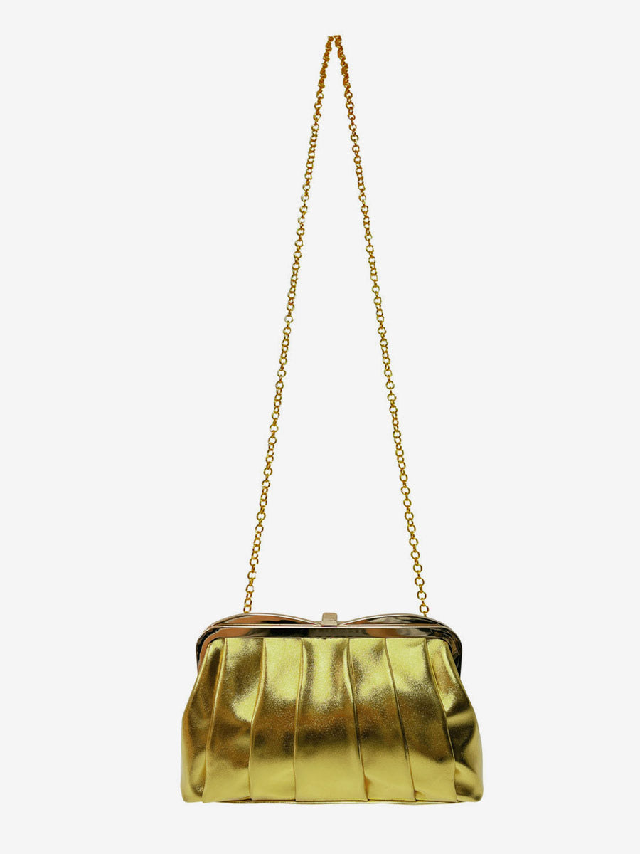 gold pleated metallic handbag — view 2