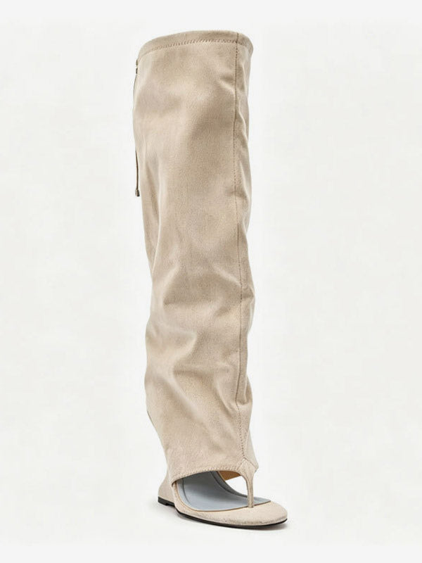 Yellow Wedge Suede-Effect Knee-High Boots — view 8