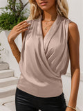 Apricot Sleeveless V-Neck Wrap Blouse — view 1