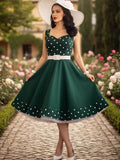 Green Sleeveless Sweetheart Belted Dress — view 1