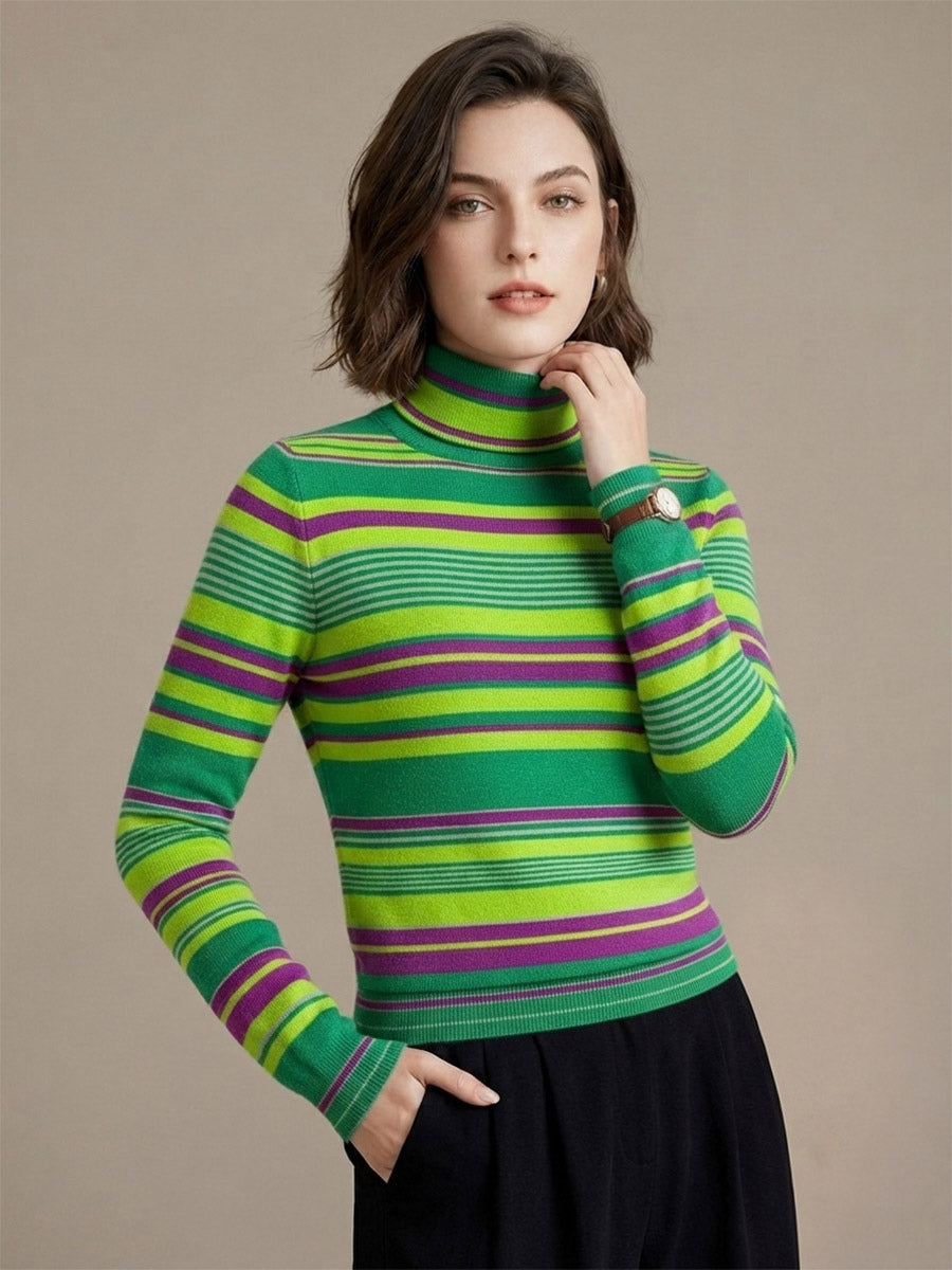 Green Long-Sleeve High-Neck Fitted Jumper — view 6