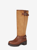 Brown Round-Toe Buckle Knee-High Boots — view 1