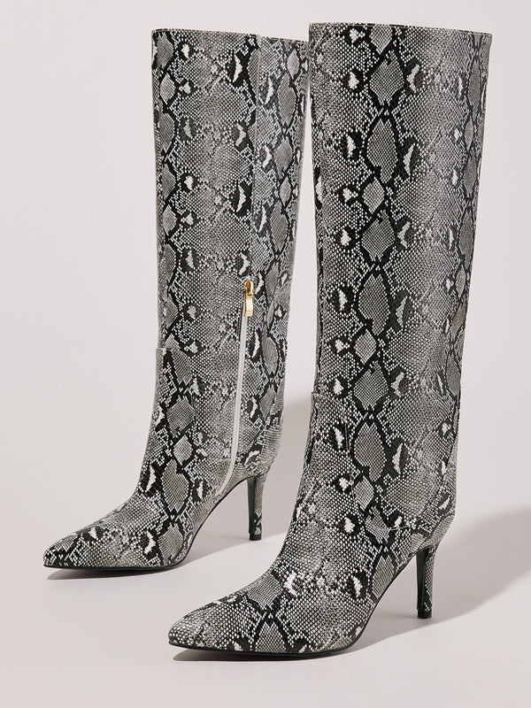 Burgundy Pointed-Toe Knee-High Boots — view 9