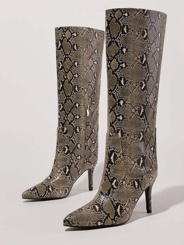 Burgundy Pointed-Toe Knee-High Boots — view 12