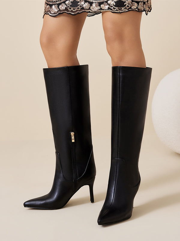 black pointed toe knee high boots — view 6