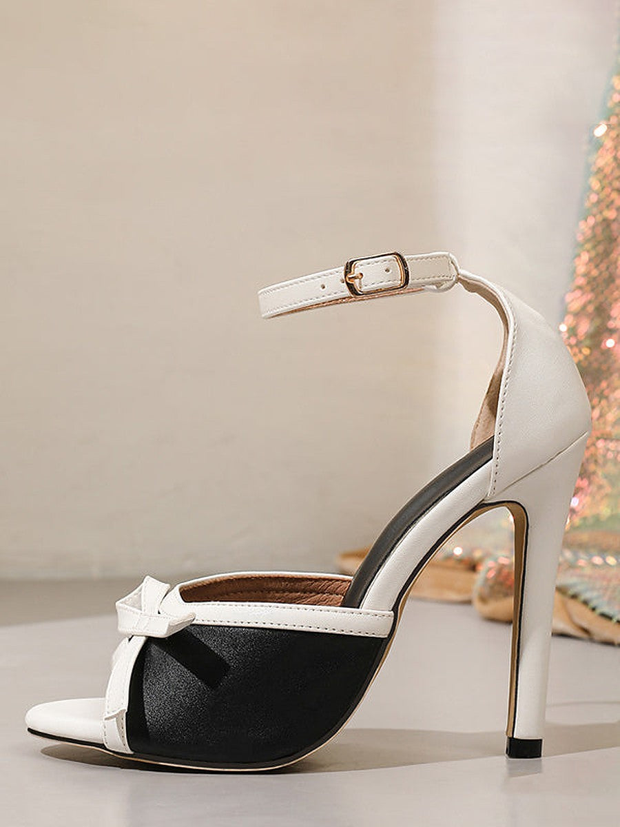 Black Open-Toe Bow Detail Sandals — view 1