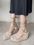 Apricot Open-Toe Platform Wedge Court Shoes — view 1