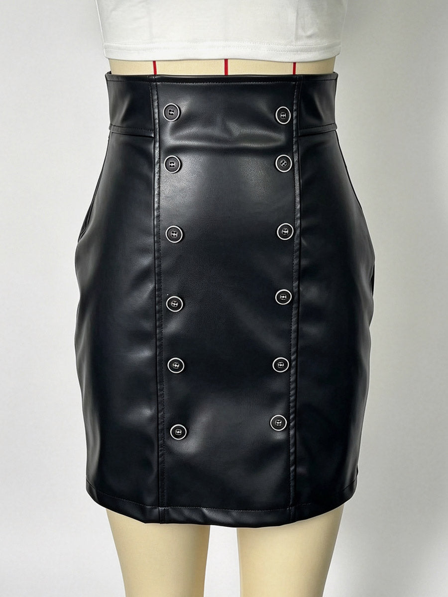 Black High-Waisted Fitted Double-Breasted Bodycon Dress — view 5