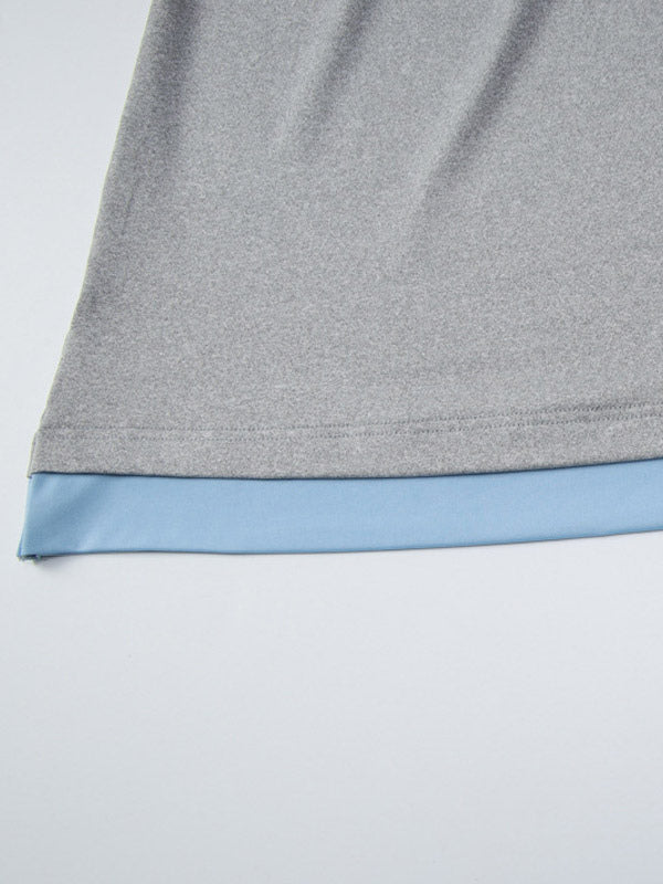 grey long sleeve round neck cropped two piece set — view 8