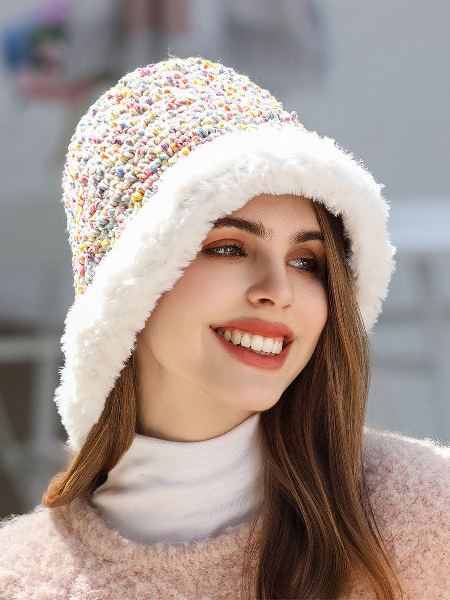 white faux fur hat — view 1