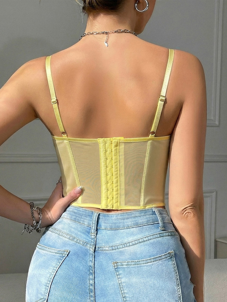 Avocado Green Lace Corset Top — view 14