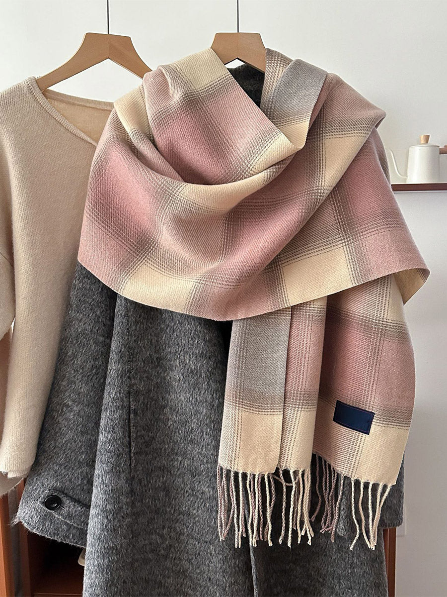 pink plaid scarf — view 1