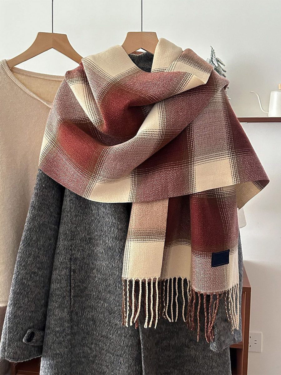 pink plaid scarf — view 3