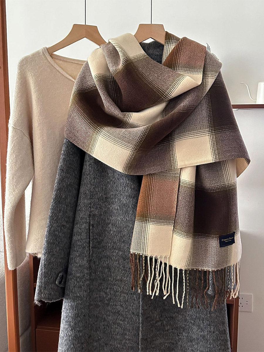 pink plaid scarf — view 5
