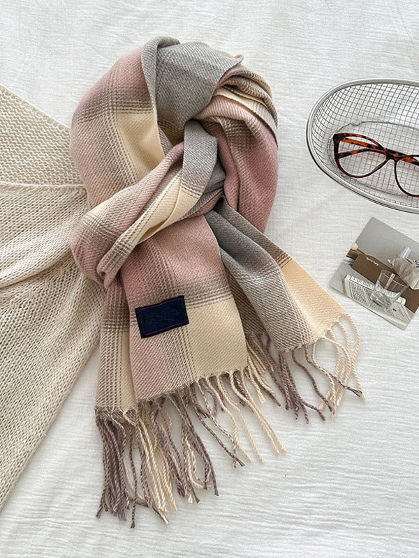 pink plaid scarf — view 2