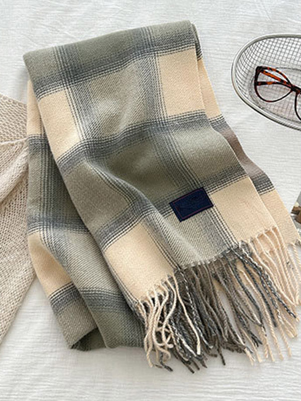 pink plaid scarf — view 7