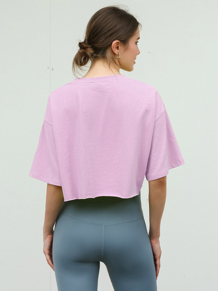 Charcoal Short-Sleeve Round-Neck Cropped Shirt — view 5