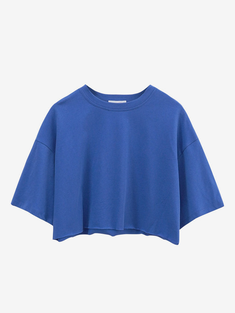 charcoal short sleeve round neck cropped shirt — view 10