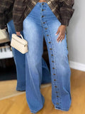 Blue High-Waisted Wide-Leg Denim Jeans — view 1