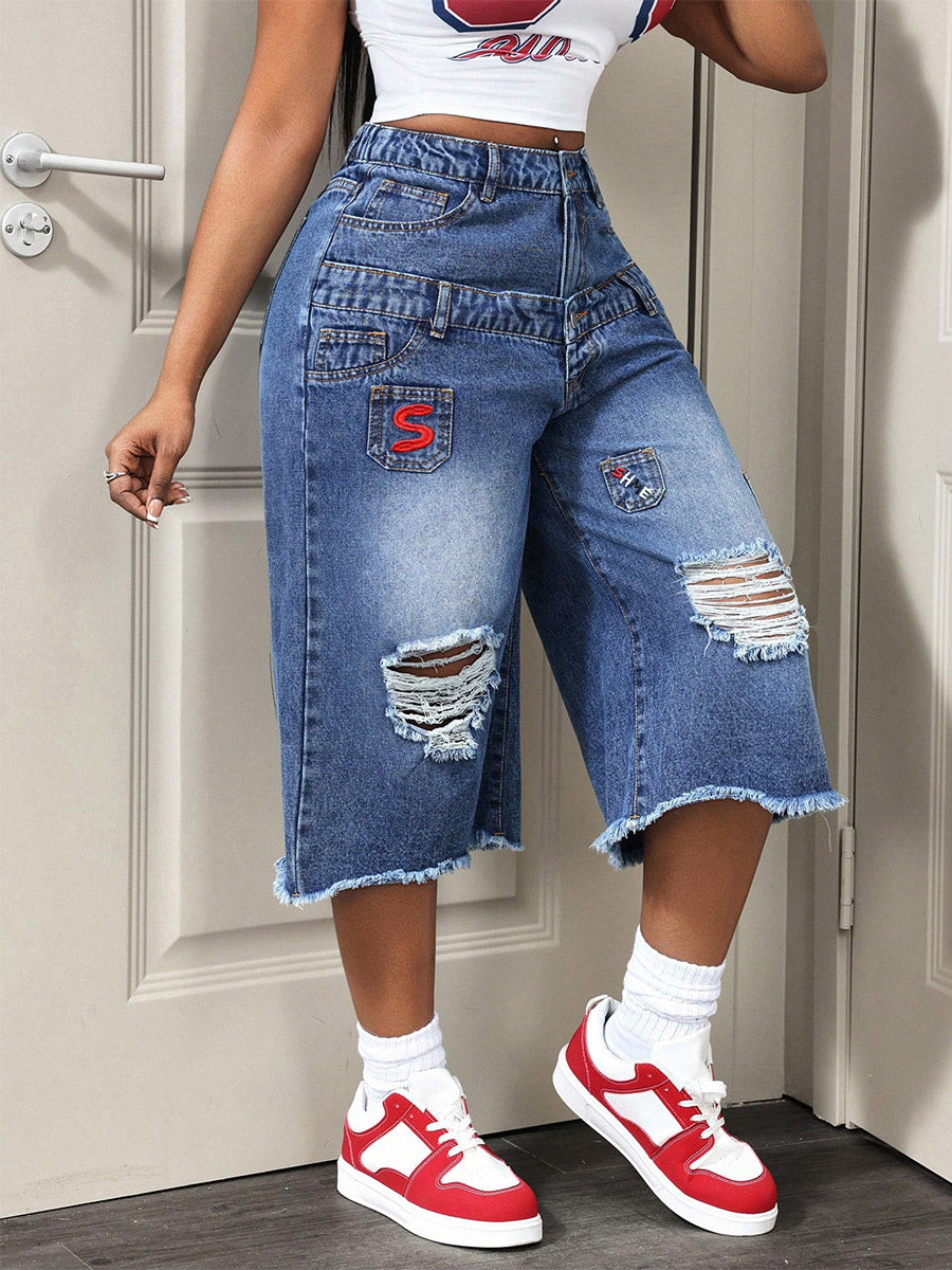 Blue Wide-Leg Jeans — view 4