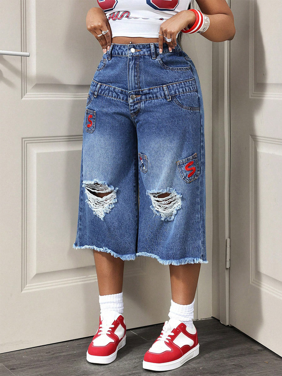 blue wide leg jeans — view 3