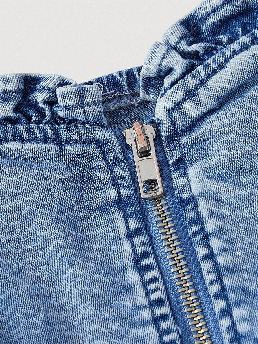 blue sweetheart ruffle denim corset top — view 4