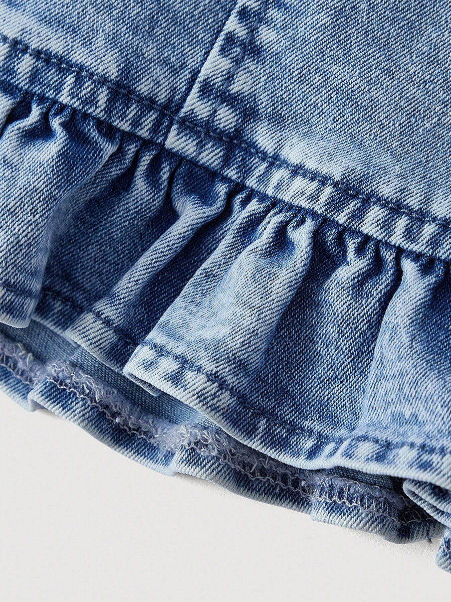 Blue Sweetheart Ruffle Denim Corset Top — view 3