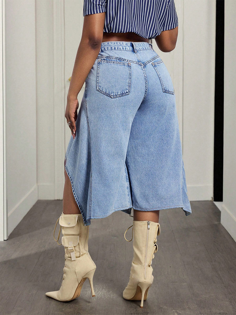 blue high waisted jeans — view 5