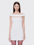White Off-Shoulder Ruched Fitted Mini Dress — view 7