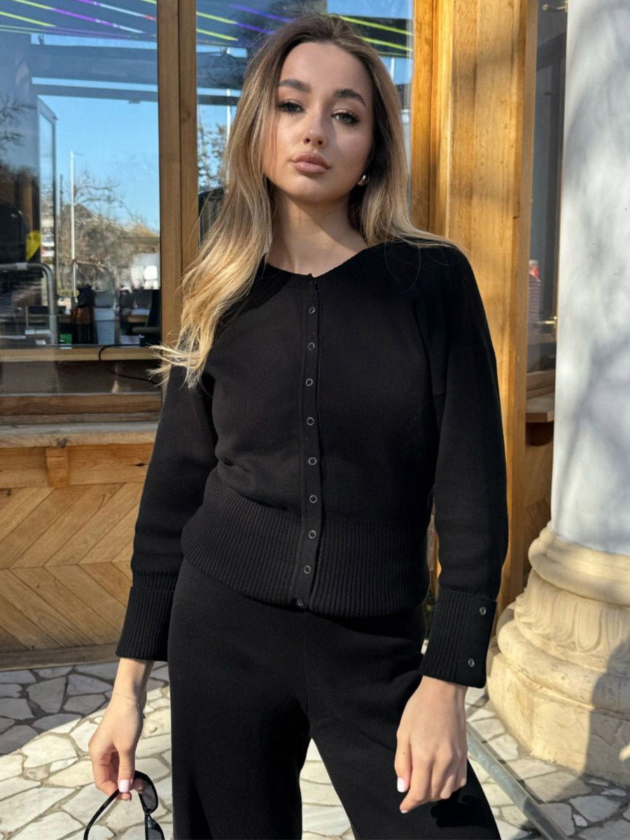 brown round neck two piece set — view 12