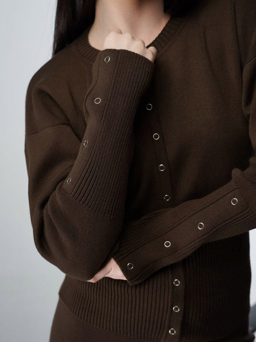 Brown Round-Neck Two-Piece Set — view 2