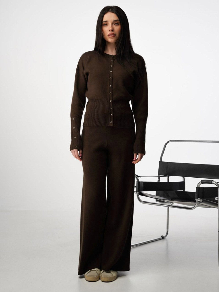 Brown Round-Neck Two-Piece Set — view 1