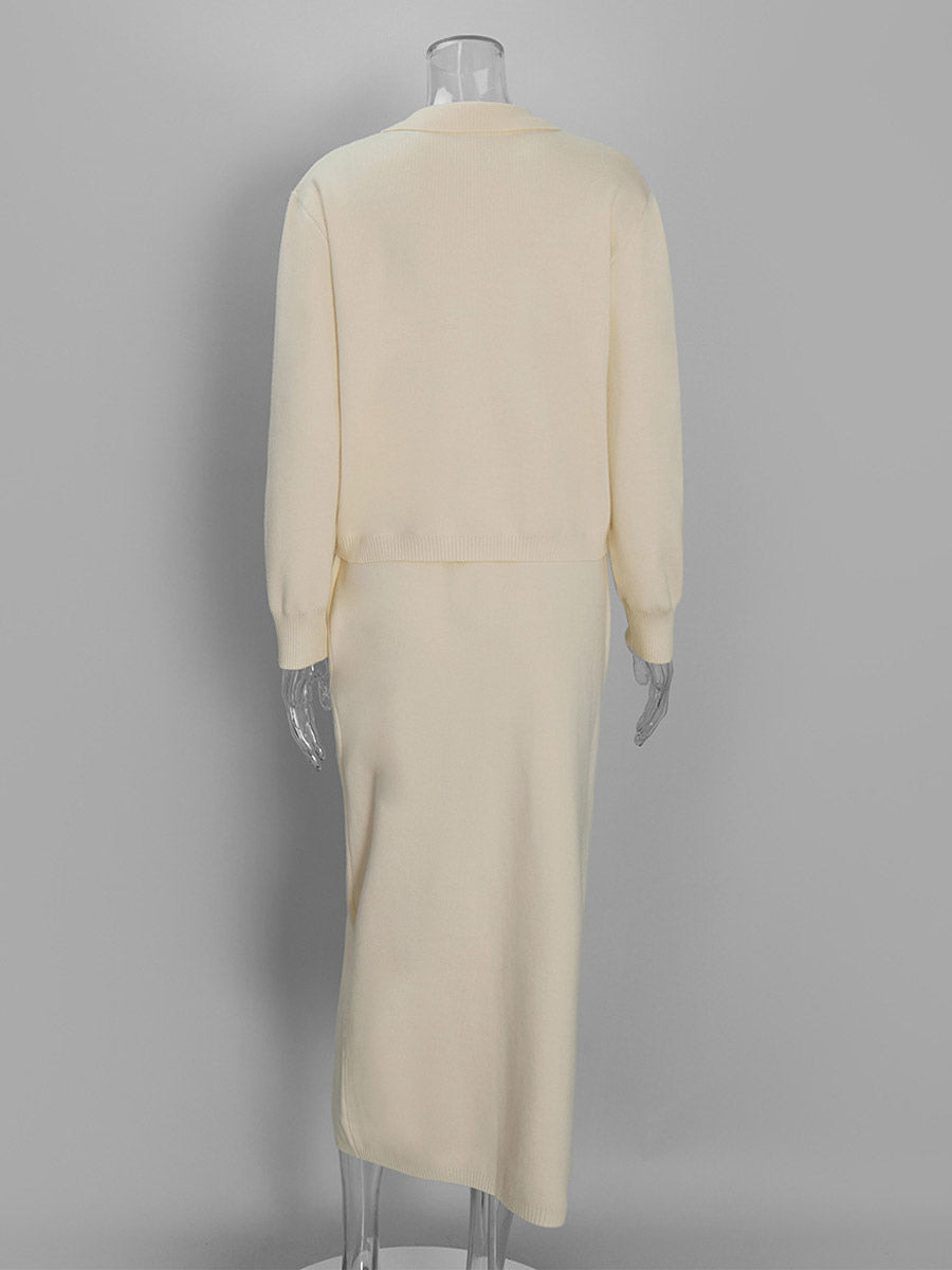Apricot Knitted Midi Two-Piece Set — view 7